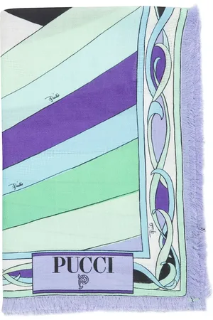 Emilio Pucci Akcesoria, Kobieta, Wielobarwność, ONE SIZE, Szal z Logo i Frędzlami w Kwadrat