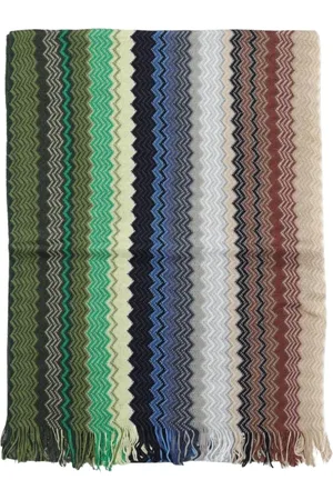 Missoni Akcesoria, Mężczyzna, Wielobarwność, ONE SIZE, Zielony Szal Wełniany w Zigzag