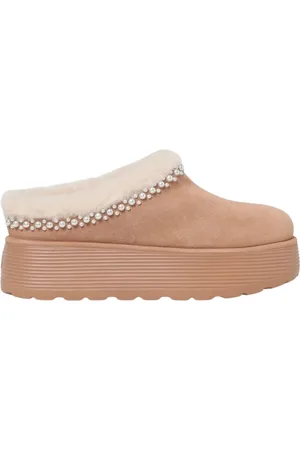 Stuart Weitzman Buty, Kobieta, Beżowy, 40 EU, Zamsz, Beżowe drewniaki z futerkiem