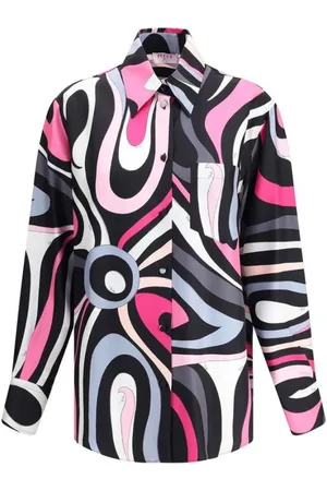 Emilio Pucci Bluzki, Kobieta, Wielobarwność, S, Marmo Print Jedwabna Koszula