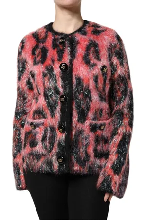 Dolce & Gabbana Swetry, Kobieta, Wielobarwność, 2XS, Czerwony Sweter Rozpinany z Moheru i Wełny