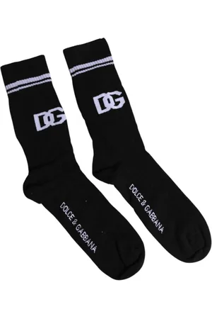 Dolce & Gabbana Bielizna, Mężczyzna, Czarny, M, Nylon, Czarne Logo Śródstopie Bawełniane Skarpety