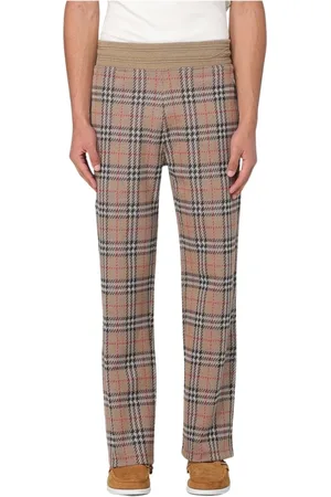 Burberry Spodnie, Mężczyzna, Wielobarwność, M, Klasyczne Beżowe Spodnie Prostej Nogi