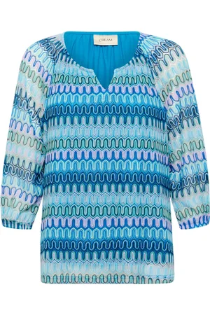 Cream Bluzki, Kobieta, Wielobarwność, 2XL, Bluzka Aquarelle Jacquard z ¾ Rękawami