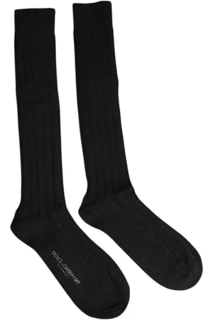Dolce & Gabbana Bielizna, Mężczyzna, Czarny, M, Ikoniczne Logo Print Calf Socks