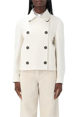 Brunello Cucinelli Kurtki, Kobieta, Biały, S, Biały Dwurzędowy Peacoat