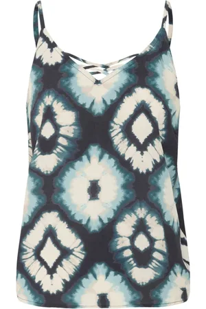 Cream Koszulki, Kobieta, Wielobarwność, L, Elegant Aqua Tie Dye Top