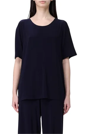 Norma Kamali Koszulki, Kobieta, Niebieski, M, Spandex, Elegancki Niebieski Sweter z Krótkim Rękawem