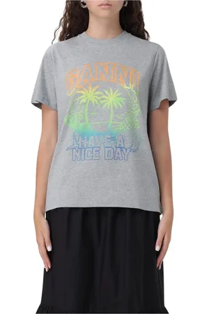 Ganni Koszulki, Kobieta, Szary, XS, T-shirt Graficzny Damski Szary Stylowy