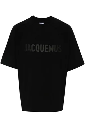 Jacquemus Koszulki, Mężczyzna, Czarny, M, Bawełna, Czarna koszulka z długim rękawem Typo