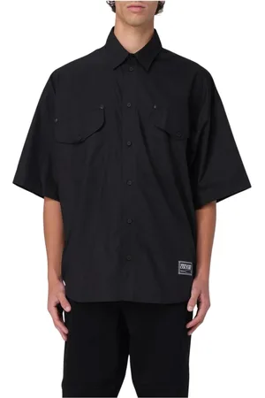 VERSACE Koszule, Mężczyzna, Czarny, 2XL, Czarna koszula z długim rękawem