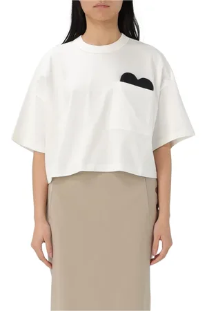 Bottega Veneta Koszulki, Kobieta, Biały, M, T-shirt z sercem w kieszeni