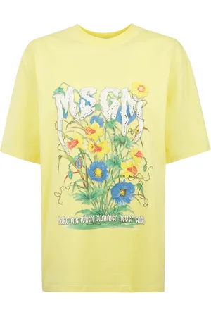 Msgm Koszulki, Kobieta, Żółty, M, T-shirt z graficznym nadrukiem