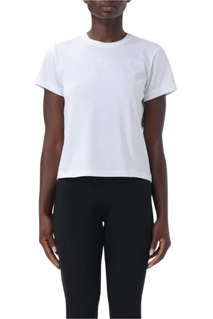 Alexander Wang Koszulki, Kobieta, Biały, XS, Minimalistyczny T-shirt Crop
