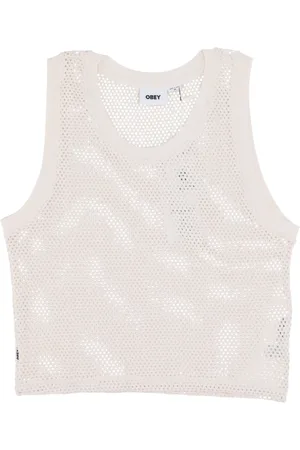 Obey Koszulki, Kobieta, Biały, XS, Top z siateczki Niebielony