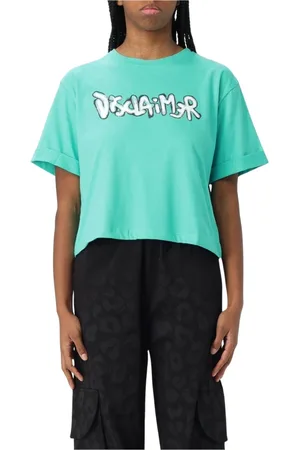 DISCLAIMER Koszulki, Kobieta, Zielony, M, Klasyczny biały T-shirt dla kobiet