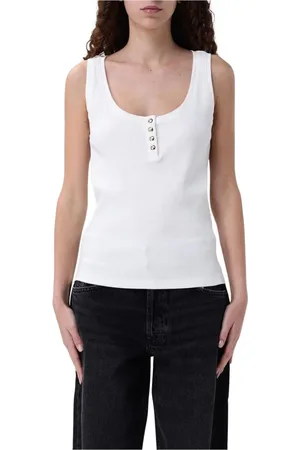 ANINE BING Koszulki, Kobieta, Biały, L, Klasyczny Tank Top z guzikami