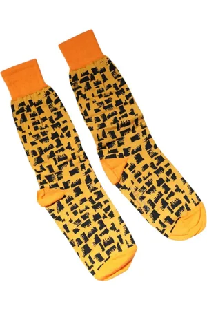 Dolce & Gabbana Bielizna, Mężczyzna, Żółty, M, Logo Print Mid-Calf Socks