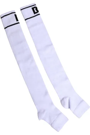 Dolce & Gabbana Bielizna, Mężczyzna, Biały, ONE SIZE, Logo Print Open Toe Cotton Socks