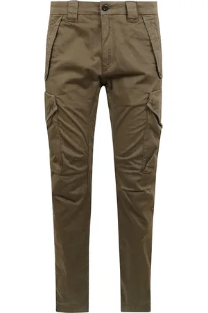 C.P. Company Spodnie, Mężczyzna, Zielony, M, Spodnie cargo z tkaniny sateen stretch