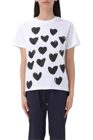 LIVIANA CONTI Koszulki, Kobieta, Biały, M, Kolorowy Heart Print T-shirt