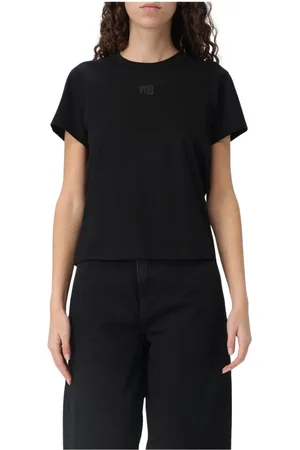 Alexander Wang Koszulki, Kobieta, Czarny, S, Czarna koszulka z okrągłym dekoltem