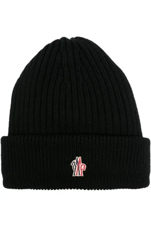 Moncler Akcesoria, Mężczyzna, Czarny, ONE SIZE, Męski Dzianinowy Czapka Czapka