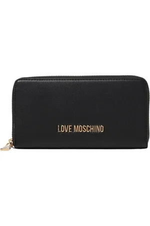 Moschino Akcesoria, Kobieta, Czarny, ONE SIZE, Elegancki Portfel Zip Around w kolorze kości słoniowej