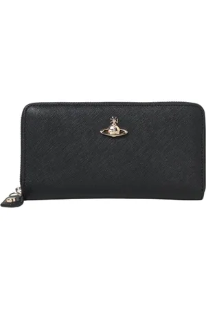 Vivienne Westwood Akcesoria, Kobieta, Czarny, ONE SIZE, Czarna Portmonetka Zip Around dla Kobiet