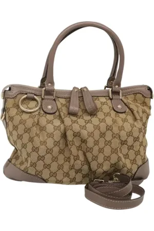 Gucci Pre-owned, Kobieta, Beżowy, ONE SIZE, Skóra, Pre-owned Canvas handbags