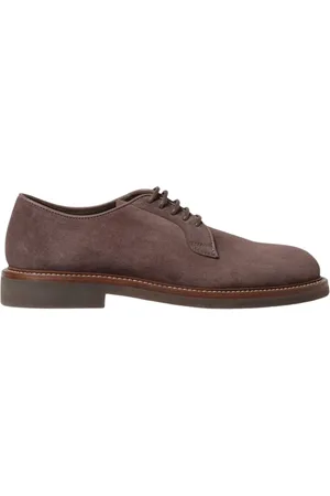 Brunello Cucinelli Buty, Mężczyzna, brązowy, 40 EU, Zamsz, Kawowe Brogue Derby Buty