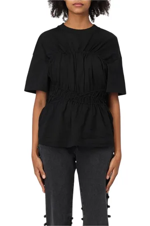 Alexander McQueen Koszulki, Kobieta, Czarny, S, Czarny Bawełniany Top Krótkie Rękawy