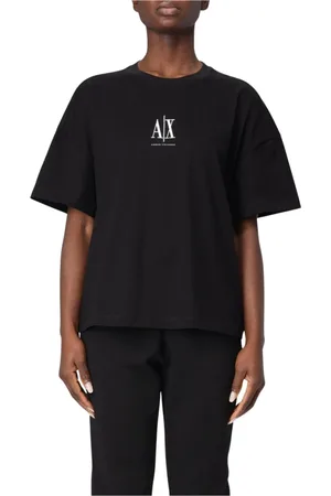 Armani Exchange Koszulki, Kobieta, Czarny, XS, Biała Koszulka z Logo Stylowa i wszechstronna