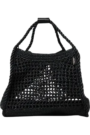 Max Mara Torebki, Kobieta, Czarny, ONE SIZE, Plecak na ramię z rafii Czarny Elegancki