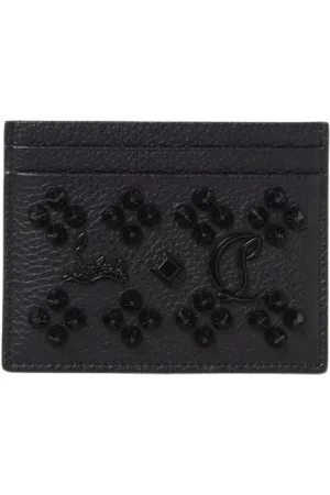 Christian Louboutin Akcesoria, Kobieta, Czarny, ONE SIZE, Zamsz, Czarny Studded Portfelik na Karty