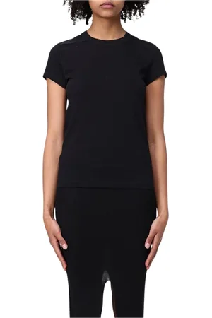 Rick Owens Koszulki, Kobieta, Czarny, 2XS, Czarna koszulka z krótkim rękawem