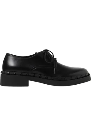 VALENTINO GARAVANI Buty, Mężczyzna, Czarny, 41 1/2 EU, Len, Studded Brogue Oxford Buty