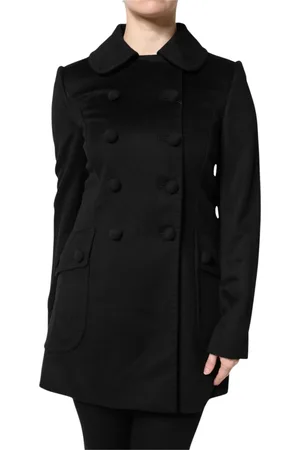 Dolce & Gabbana Kurtki, Kobieta, Czarny, L, Czarny Wełniany Sartoria Italiano Marynarka Kurtka