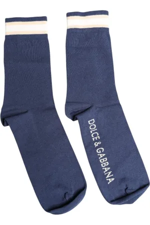 Dolce & Gabbana Bielizna, Mężczyzna, Niebieski, L, Ikoniczne Logo Print Skarpetki