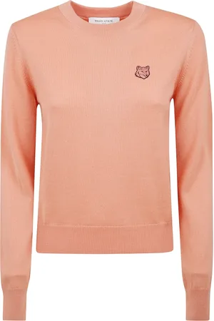 Maison Kitsuné Swetry, Kobieta, Różowy, M, Regularny Cardigan z Naszywką i Logo