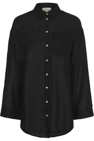 Cream Bluzki, Kobieta, Czarny, XL, Len, Pitch Koszula Bluzka