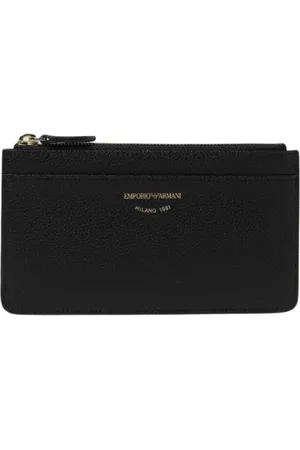 Emporio Armani Akcesoria, Kobieta, Czarny, ONE SIZE, Czarny portfel na karty z skóry