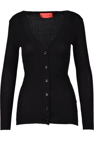 FARFETCH Swetry, Kobieta, Czarny, S, Kaszmir, Luksusowy Kardigan z Kaszmiru i Jedwabiu