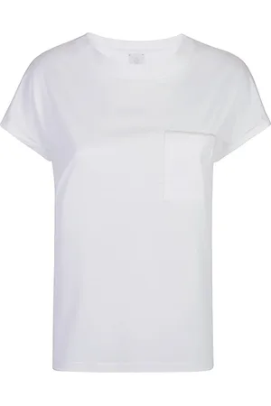ELEVENTY Koszulki, Kobieta, Biały, XL, Bawełna, T-Shirt Z Okrągłym Dekoltem I Kieszenią
