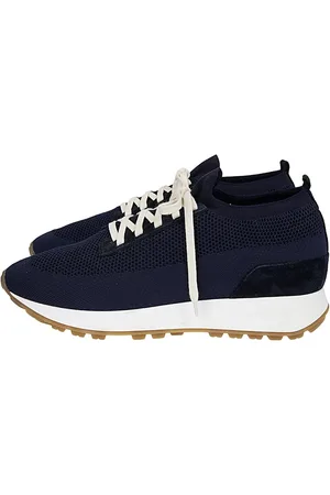 ELEVENTY Buty, Mężczyzna, Niebieski, 44 EU, Zamsz, Dzianinowe i zamszowe sneakersy do biegania