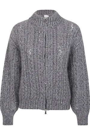 ELEVENTY Swetry, Kobieta, Szary, XL, Sweter z Kid Mohair Jedwabiu Bawełny Lurex