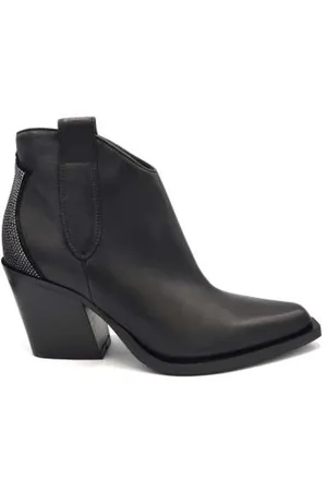 Fru.it Buty, Kobieta, Czarny, 39 EU, Czarne skórzane buty Texano z ćwiekami