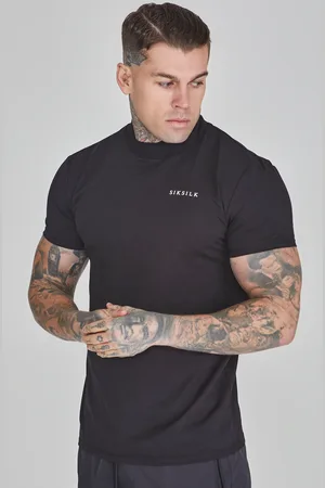 SikSilk Męska Czarna Koszulka Muscle Fit XS