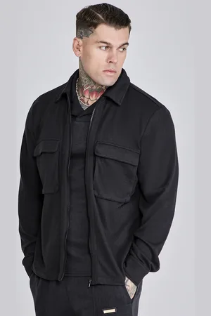 SikSilk Męska Czarna Elegancka Koszula Overshirt S