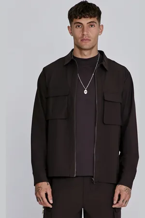 SikSilk Męska Brązowa Koszula Overshirt z Zamkiem S
